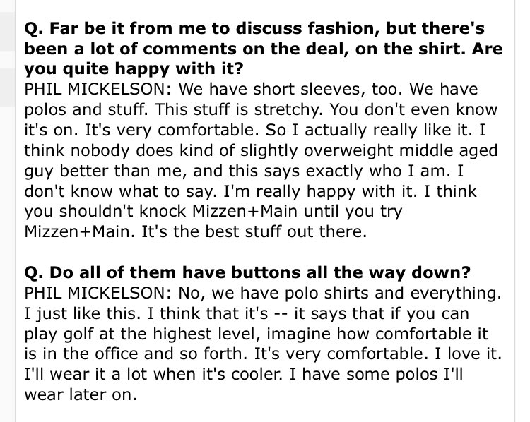 TwoInchesShort's tweet photo. “I think nobody does kind of slightly overweight middle aged guy better than me, and this says exactly who I am.” - Phil Mickelson, professional salesman https://t.co/gxqVq7Zzzn