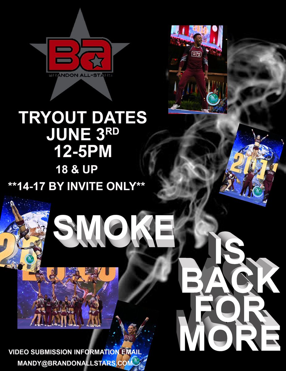 brandonallstars's tweet photo. We can’t wait for Smoke tryouts! We hope to see you there! 💨🅱️🅰️💪🏼 #SIBITH #brandonstrong https://t.co/GjBFuZdIkS
