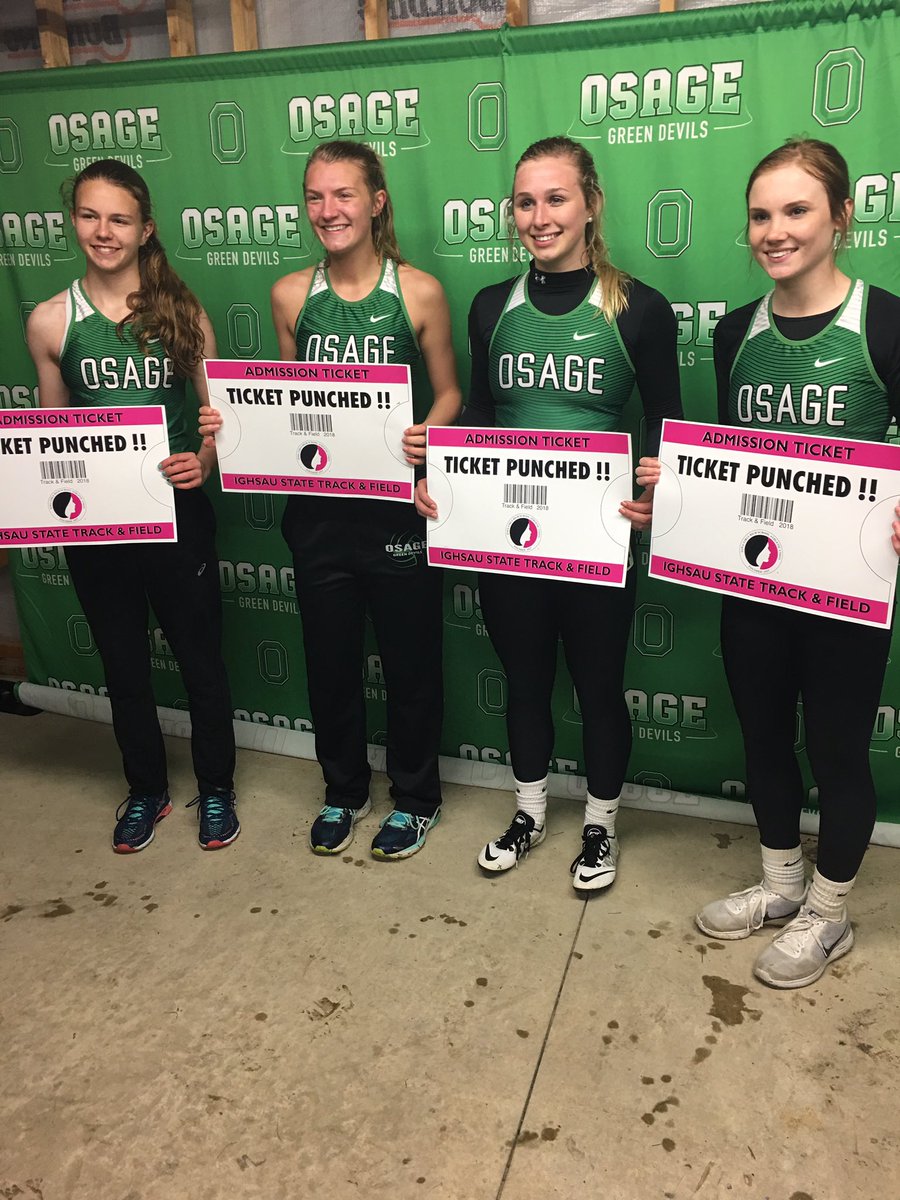 2nd place Osage - Paige Kisley, Riley Olson, Brenna Jacobs, Katelyn Halbach #4by4 #ticketpunched #osage #ighsau