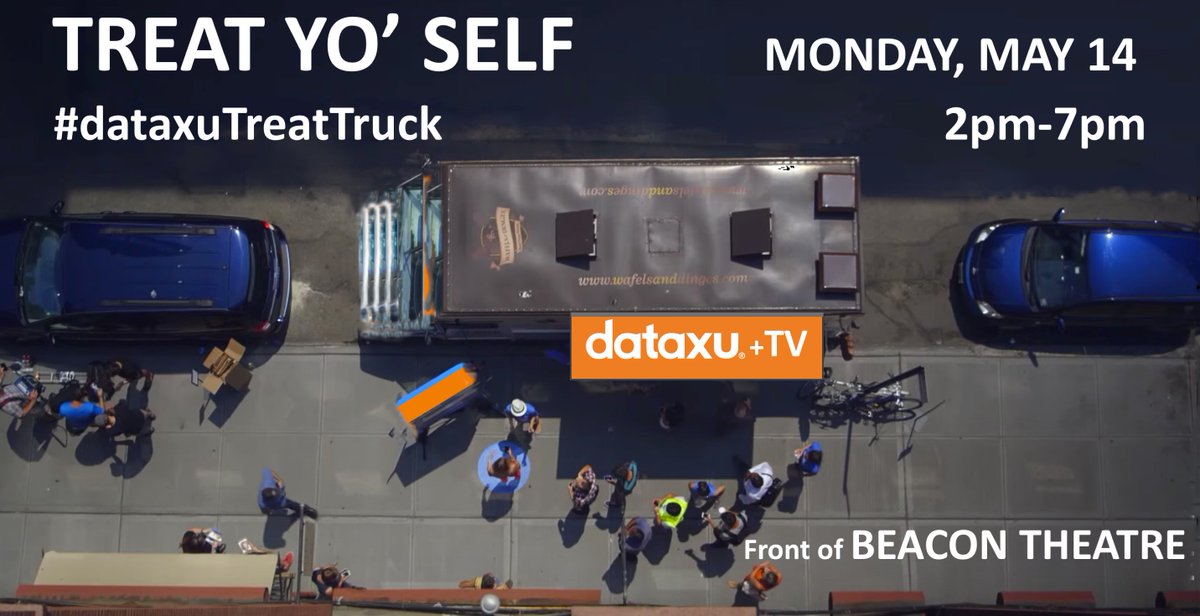 dataxu's tweet photo. In NYC for the FOX #Upfronts on Monday? Stop by our @dataxu #TreatTruck outside the Beacon Theatre from 2-7pm for FREE ICE CREAM & WAFFLES! #TreatYoSelf #dataxu+TV https://t.co/8GpjJzyfq2