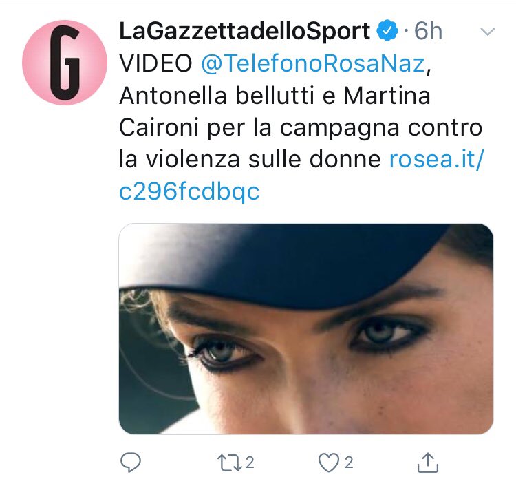 Vi chiediamo di retwittare il nostro spot #iosonolibera perché possa essere un messaggio potente di riscatto e forza. Grazie <a href="/ABellutti/">Antonella Bellutti</a> <a href="/smartinella/">Martina Caironi</a> <a href="/minaccioni/">Paola Minaccioni</a> per essere state protagoniste di questo lavoro.  youtube.com/watch?v=XZ1WwO…
<a href="/Gazzetta_it/">La Gazzetta dello Sport</a> #donne #violenzasulledonne