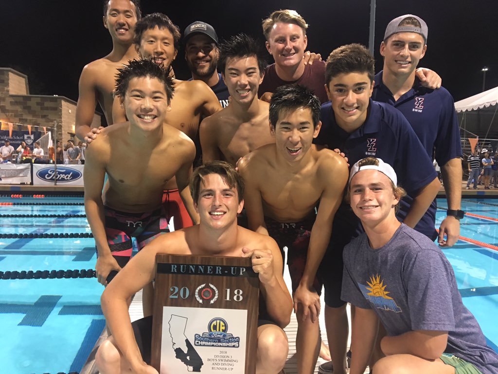 ocvarsityguy's tweet photo. Congrats to Yorba Linda boys swim for a runner-up finish in D3, Mustangs won the swim meet but were outscored 46-0 in diving by Nipomo but showed sportsmanship afterward https://t.co/MW37wUr898