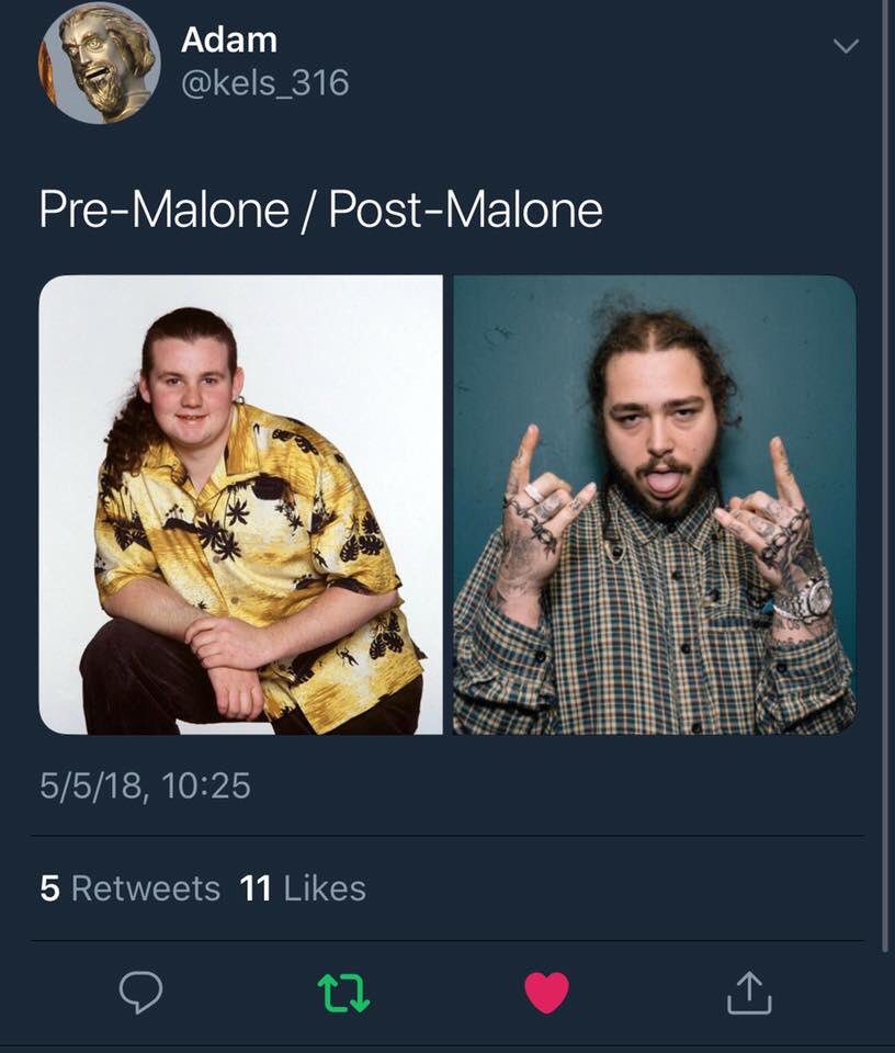 Pre Malone > <a href="/PostMalone/">Post Malone</a> 🤷🏼‍♂️