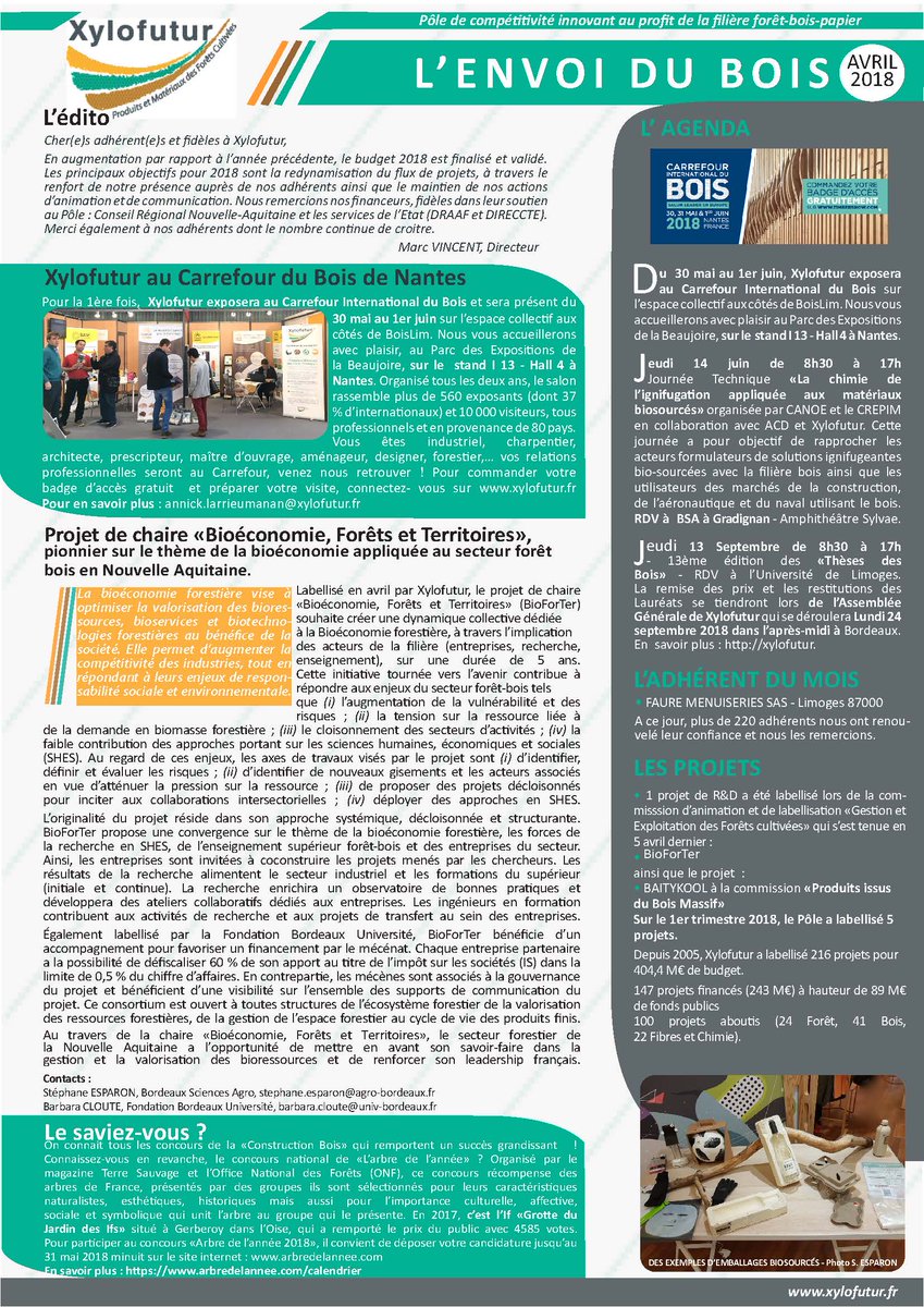 PF_ForetBois's tweet photo. L'article qui traite de la labellisation dans la newsletter du pôle de compétitivité. Pour plus d'infos, vous pouvez contacter le coordinateur du projet Dr. Stéphane Esparon (cf. bas de l'article). https://t.co/qyT6NFjijE