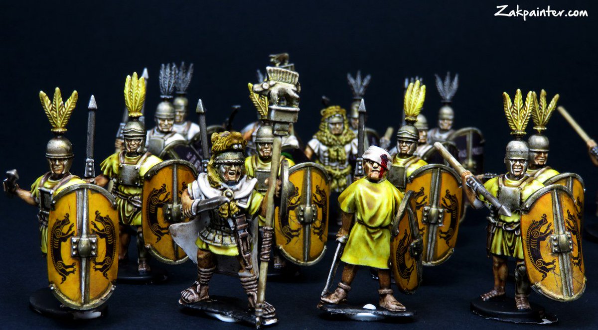 Zakpainter's tweet photo. 28mm Republican Romans. 
Commission work https://t.co/J1eRXt7UOR