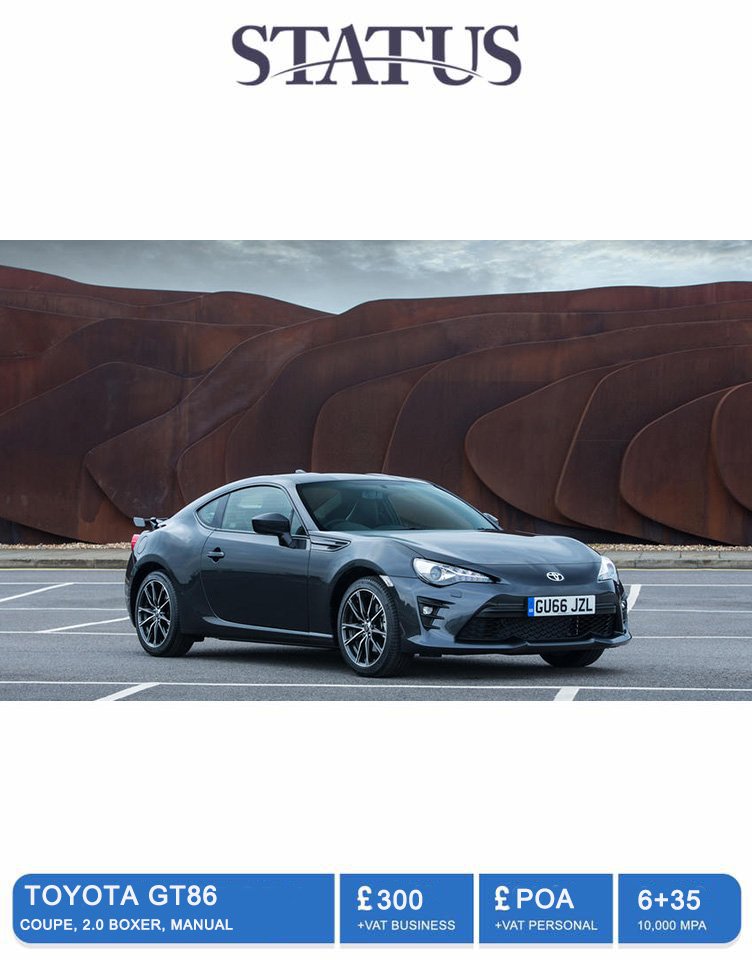 #toyota #gt86 £POA
NO ADMIN FEES, DEPOSIT PAYABLE ON DELIVERY! NO UPFRONT PAYMENTS REQUIRED!

_______________________________________________________

#carlease #carleasing #carleasingdeals #car #cars #carstagram #cargram #instacar #igdaily #msport #bmw