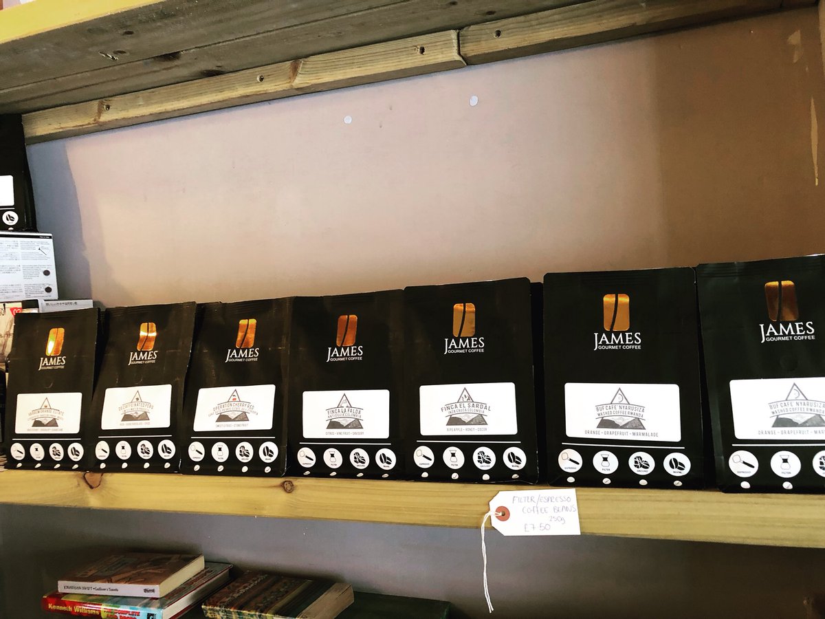 Freshly filled shelf of @jamesgourmetcoffee beans for filter and espresso! #beans #coffee #coffeebeans #fresh #espresso #filter #swansea #love