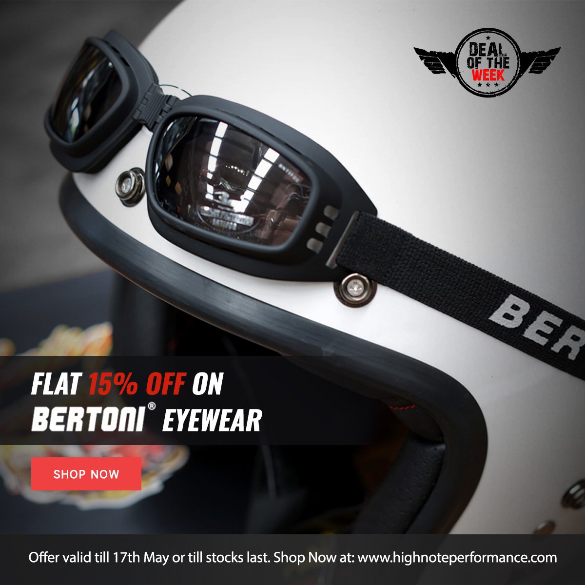 Get a Flat 15% off on BERTONI Riding Glasses on #HNPDealOfTheWeek. Offer valid till 17th May. Shop at bit.ly/2jL0nRe

#sunglasses #bertonieyewear #bertonisunglasses #tech #sport #cycling #moto #occhiali #occhialibertoni #running #motorcycle #fashion #steampunk #milano