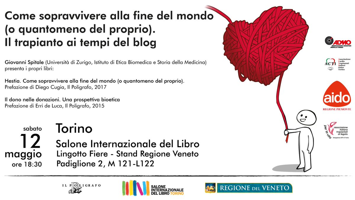 ADMOitaly's tweet photo. Domani al @SalonedelLibro di #Torino si parlerà di #dono, #donazione e #trapianto con #GiovanniSpitale e #ADMOPiemonte
#donatoridivita https://t.co/p2f2vJSBm8