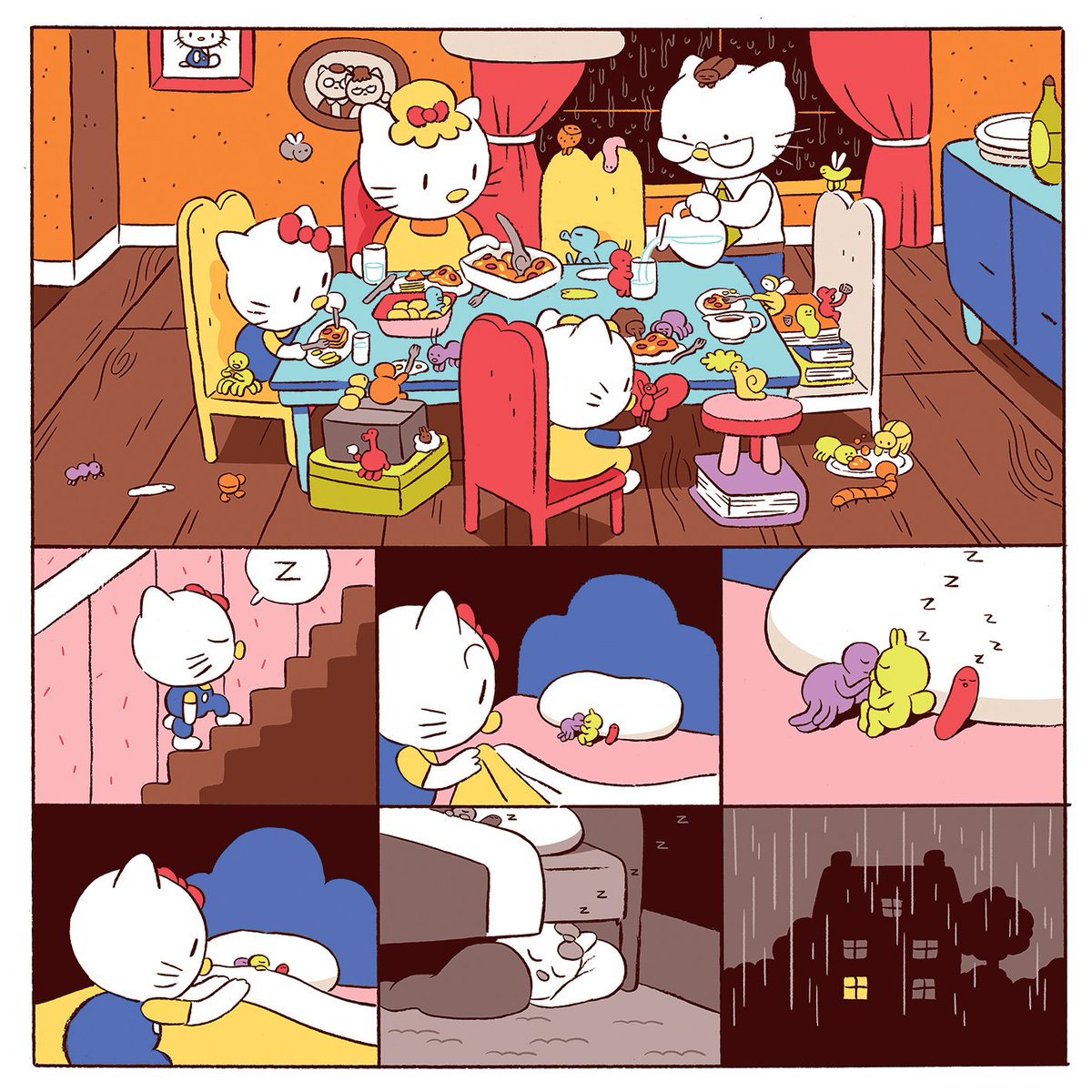 I'm in the process of updating my website a bit. Here's a comic I did five years ago (??) for a Hello Kitty 40th anniversary book. I guess she's 45 now. https://t.co/frSrEV8Fov 