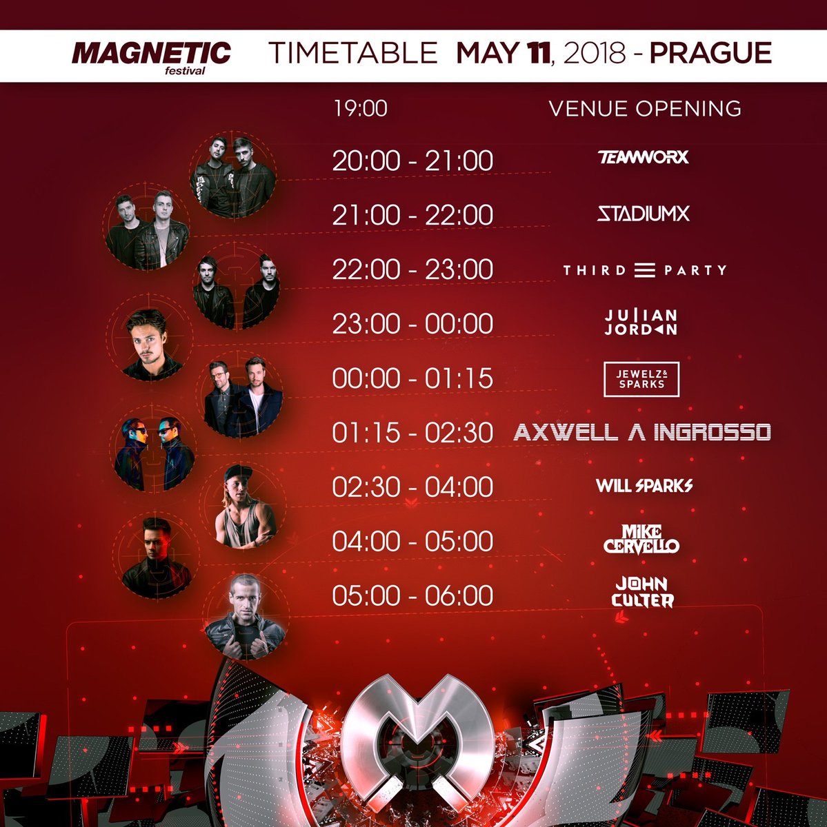 See you everyone tonight! 🚀 <a href="/Axwell/">Axwell</a> <a href="/Ingrosso/">Sebastian Ingrosso</a> <a href="/jewelzandsparks/">Jewelz & Sparks</a> <a href="/JulianJordan/">JULIAN JORDAN</a> <a href="/MikeCervello/">Mike Cervello</a> <a href="/stadiumx/">Stadiumx</a> <a href="/teamworxmusic/">TEAMWORX</a> <a href="/ThirdPartyLive/">Third ≡ Party</a> <a href="/WillSparks/">Will Sparks</a>