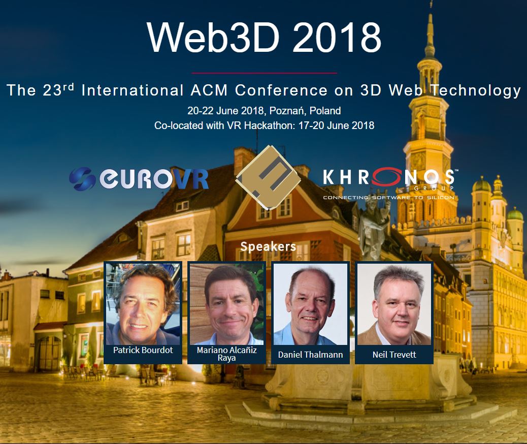 20-22 June the conference #Web3D celebrates its 23rd year at #Poznan #University of Economics and Business.
It will be preceded by a co-located #VR #Hackathon event (17-20 June).
Info goo.gl/B9JF8h 
<a href="/Web3DConsortium/">Web3D Consortium</a>