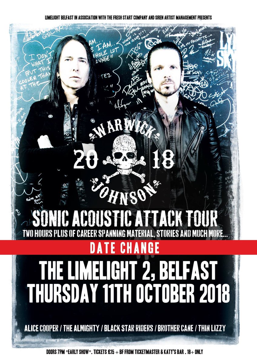 rickywarwick's tweet photo. Belfast has been rescheduled folks...tickets on sale now here..
https://t.co/2Szkcn1BNy
#warwickjohnson #sonicacousticattack https://t.co/WrnqyI48Iz