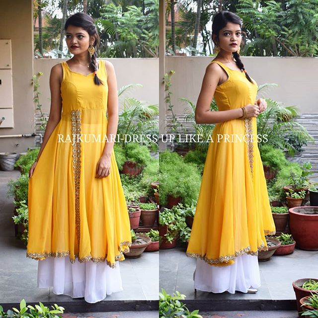 Rajkumaridulap's tweet photo. Yellow Anarkali with Palazzo*
Material-Made in Georgette fabric with shantoon lining. Anarkali has lining till yoke part and a side slit which is embellished with pretty mirror work lace. .

Cost-2600/-
#Rajkumari #Kurti #Dress #Tops #HazelTop #Fashion #Trendy #LashkaraAnarkali https://t.co/gCcwtBBhwo