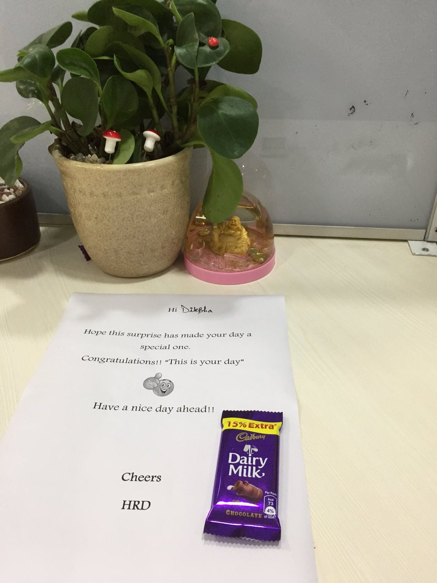 DikshasIm's tweet photo. When you come to your desk and find a surprise from the HR Team .
@Kelltontech @LifeAtKellton #myday #FeelingGood #feelingspecial #surprise #HR #FridayFeeling https://t.co/EV8GPTXA5W