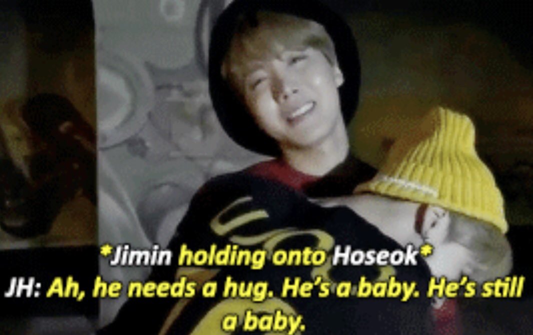 (12) hoseok @ jimin   — “he’s a baby. he’s still a baby”      cr: jwimins