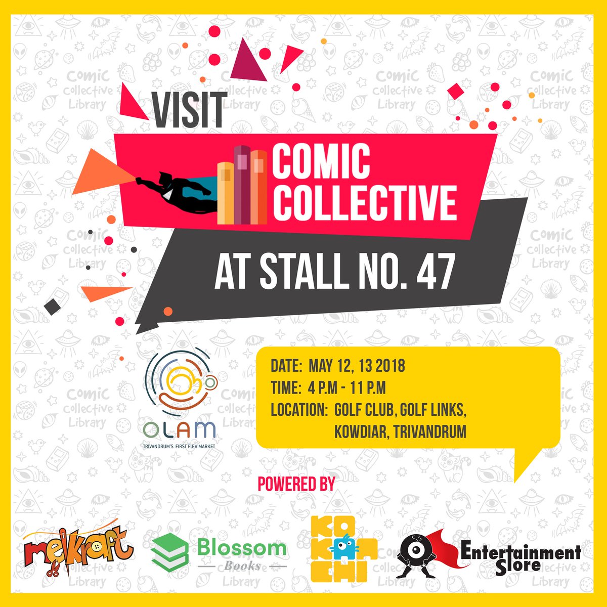 comiccollectiv3's tweet image. At Trivandrum this weekend for the #olam flea market happening at the Kowdiar Golf Club from 4 to 11 P.M ❤️ Comic and Merch Sales in partnership with #entertainmentstore #kokaachi #melcraft #blossombookfair

#trivandrum #thiruvananthapuram #fleamarket #comicstore #kerala