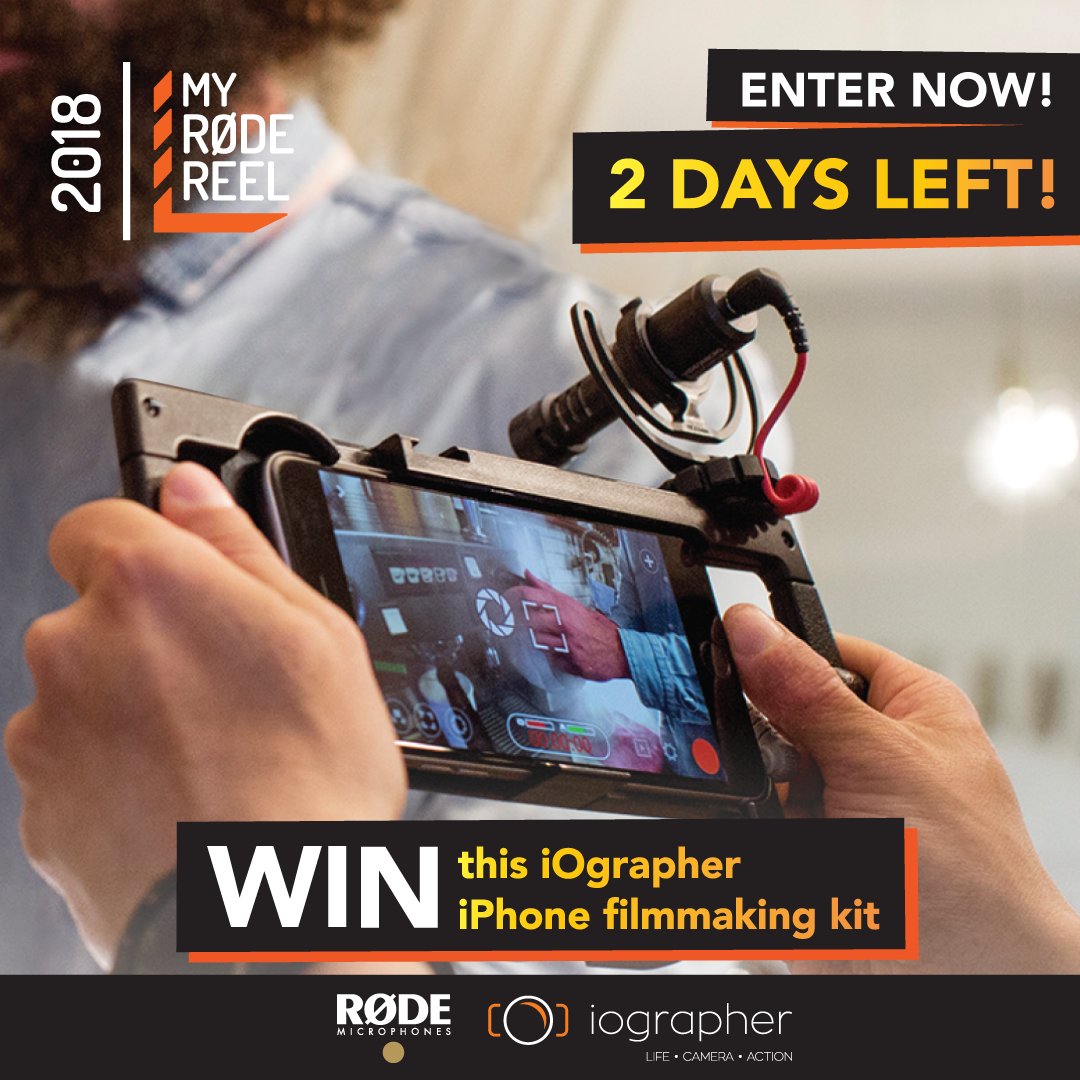 rodemics's tweet image. There's only 2 DAYS left to enter the iOgrapher #Filmmaker Kit for iPhone GIVEAWAY!

Including a case, lense, #RØDE #VideoMicro, and SC7 cable, you don't want to miss out!

Head over to rode.com/blog/all/MRR-i… to submit your entries now!