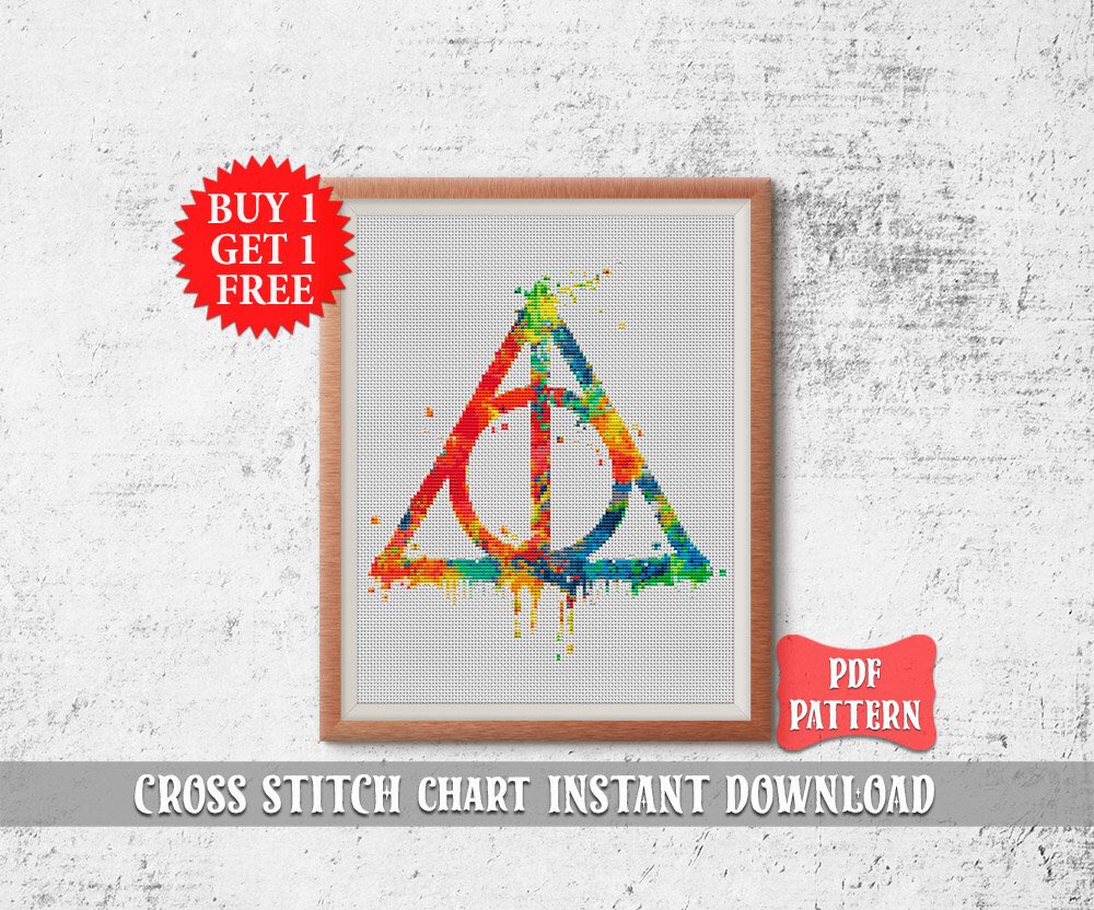 Harry Potter Deathly Hallows Cross Stitch - Modern on Monticello