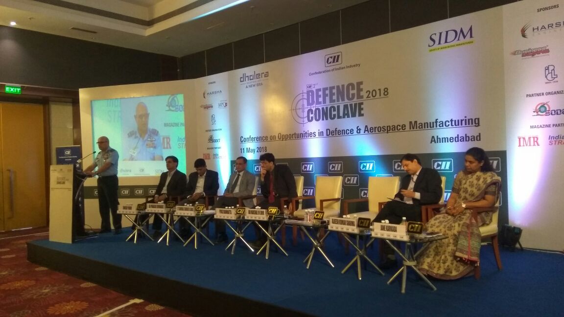 DholeraOfficial's tweet photo. Air Marshal R K Dhir PVSM AVSM VM ADC in #defenceconclave2018 :
#Gujarat is ideal for #defence sector coz of superior #infrastructure #talentpool & location.
#Dholera is well poised to take advantage of new #defence policies
@JpShivahare @jagdish_tweets #dmicdc #Readyforbusiness https://t.co/DsIogZ3fGA