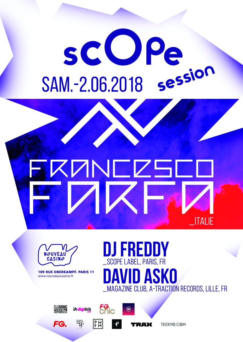 ScopeLabel's tweet image. Retour de FRANCESCO FARFA, le 2 juin au @nouveaucasino 
Event: facebook.com/events/7888067…