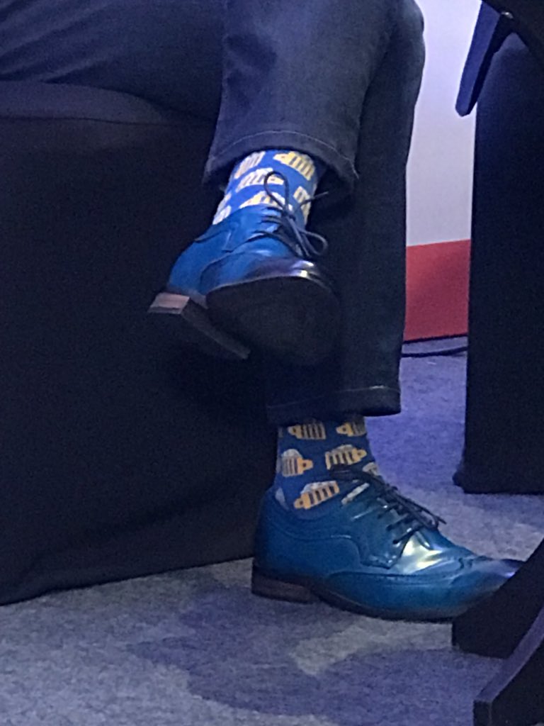 guiltynomad's tweet photo. Really like the socks of @mudit_08245  at the @GoldCommIndia #CIA2018 https://t.co/Vuhj4R0rVl