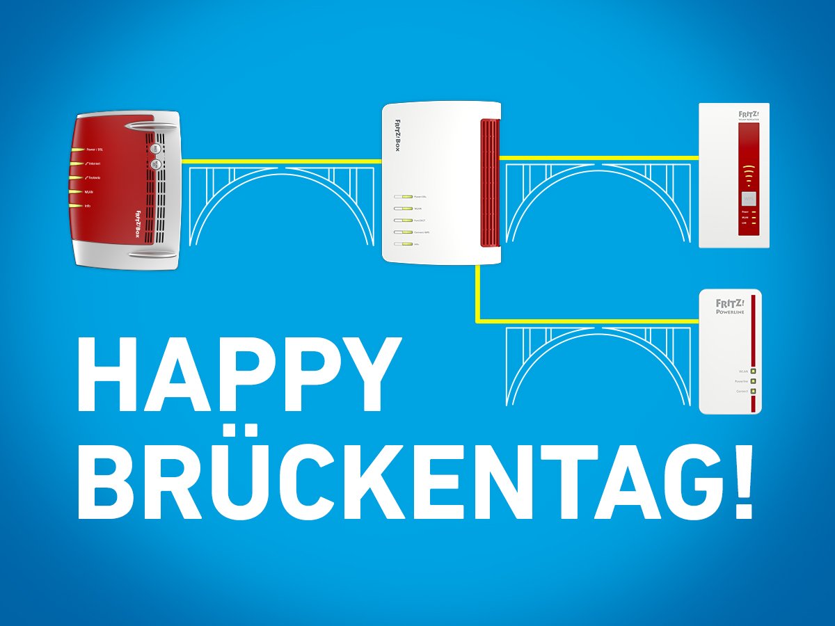FRITZ!Box on X: LAN-Brücke, WLAN-Brücke, Powerline-Brücke: Zum heutigen  #Brückentag feiern wir einfach mal unsere Brücken - denn die schaffen immer  gute Verbindungen. 😊 Happy Brückentag!  / X