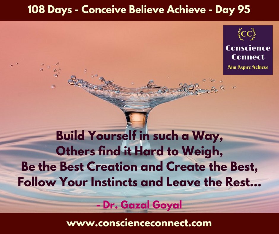 gazal_chetan's tweet photo. Life is all about Creating Yourself by making an Impact and Leaving a Mark, Show up Your Most Amazing Work, Make a Bold Move to Pursue what you Really Want...
#Conscience_Connect #Build_Yourself
#Make_a_Difference
#Inspirational
#108DaysConceive_Believe_Achieve #DrGazalGoyal https://t.co/gZvslIlkCe