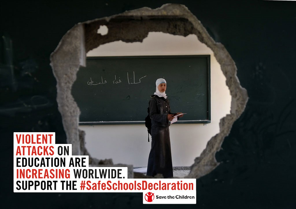 HelleThorning_S's tweet photo. Attacks on education are increasing and turning schools into places of war. All governments must sign the #SafeSchoolsDeclaration and commit to keeping children safe at school @GCPEAtweets #EUA2018 https://t.co/TH67cO6t61 https://t.co/cYBDz1gC8N