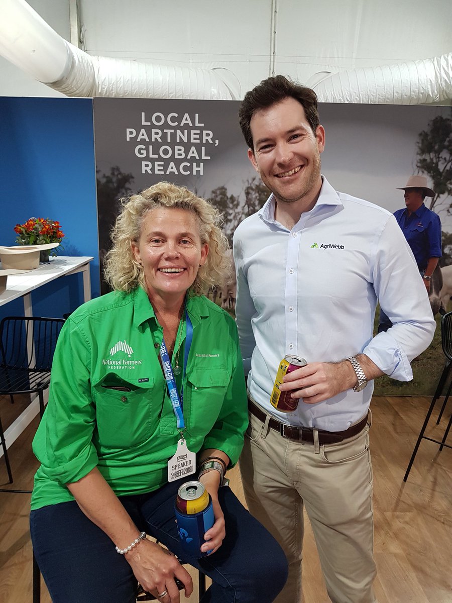 AgriWebb's tweet photo. Great catching up with Fiona Simson and discussing 2030 strategy on data and digital #agriculture @afsnsw @NationalFarmers #beefweek2018 #agchatoz https://t.co/oKJ01lHaPf
