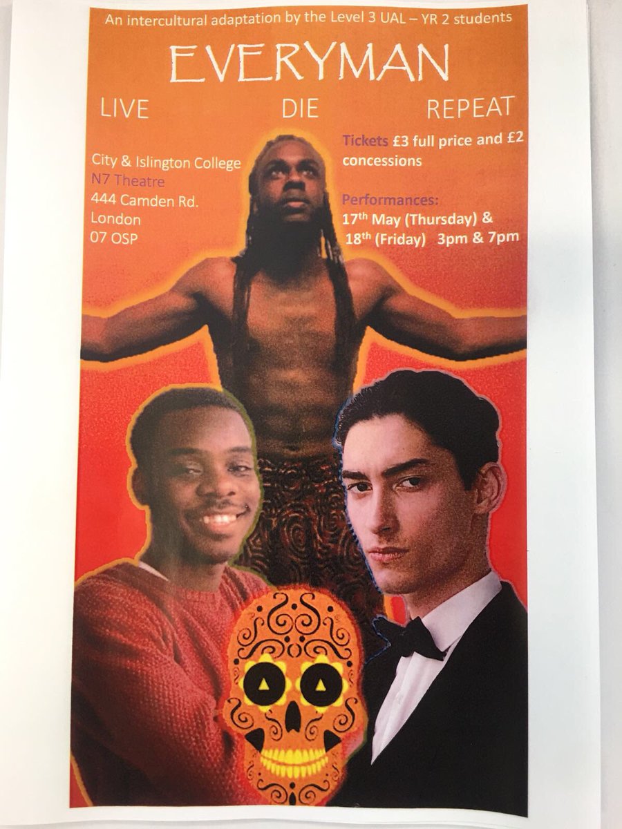 Next performance <a href="/CitynIslington/">City and Islington College</a> CBAT will be ‘Everyman’ by our #UAL #level3 performing arts students. Come to the #N7Theatre on Thursday or Friday next week to see this amazing adaptation! #CBATperform #TechnicallyBrilliant