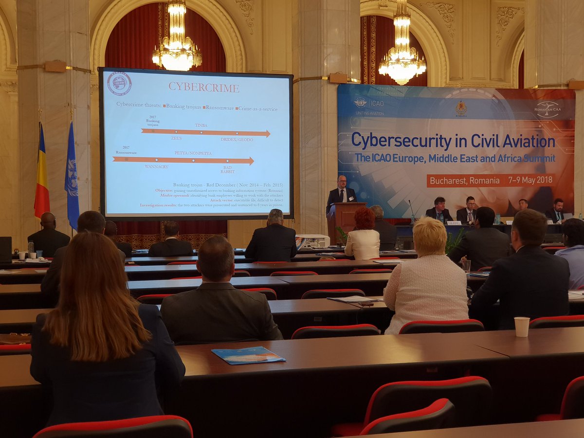GeorgeSuciuG's tweet photo. Great event @ICAO EMEA #Cybersecurity in Civil #Aviation @icaoFangLIU @eurocontrol @airportscouncil @ECACceac @Transport_EU @EASA @IATA #romatsa #cias #caa #ALADIN #ToR_SIM #IoT #cloud #security https://t.co/sCdqPJd6mM