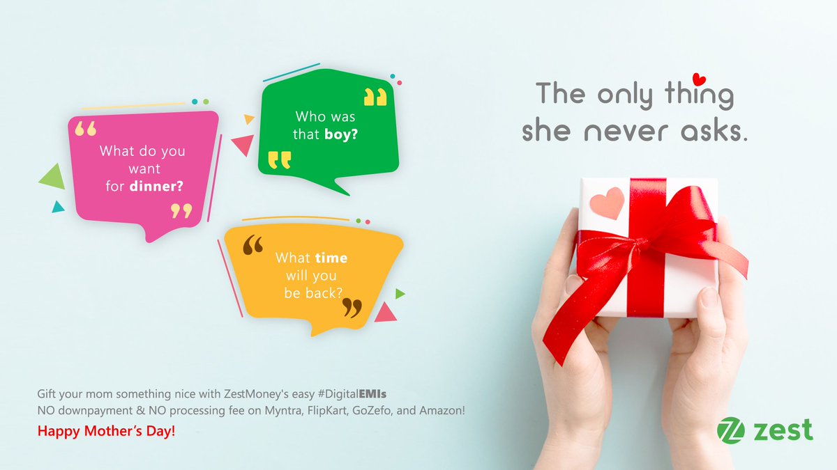 ZestMoney's tweet photo. Kickstart your weekend with some #retailtherapy, but this time for your mom. With #MothersDay just around the corner, make sure you get the best gift for her with #ZestMoney.

Time to splurge! 

#LifeMeinZest #FeelGoodFridays #ToMomWithLove  #DigitalEMI

https://t.co/BokMJyBRmy https://t.co/s33faFYwm5
