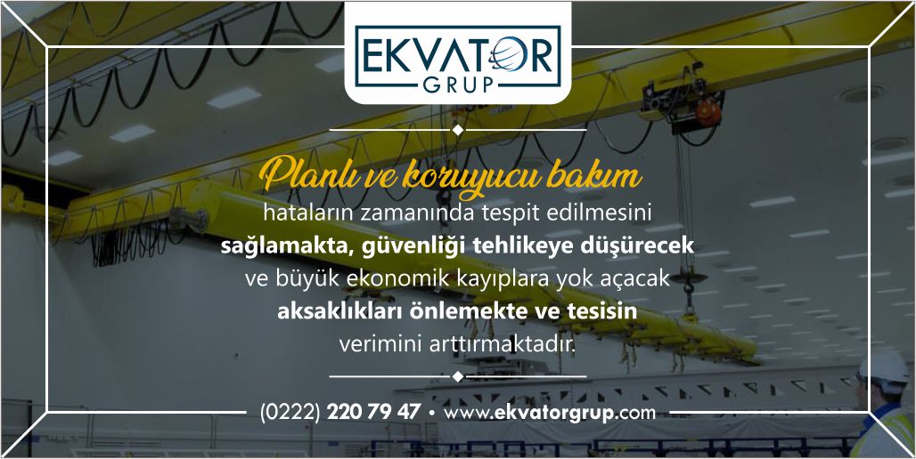 Planlı ve koruyucu bakım, hataların zamanında tespit edilmesini sağlamakta, güvenliği tehlikeye düşürecek ve büyük ekonomik kayıplara yok açacak aksaklıkları önlemekte ve tesisin verimini arttırmaktadır.
0222 220 79 47 – ekvatorgrup.com
#işgüvenliği #periyodikkontrol