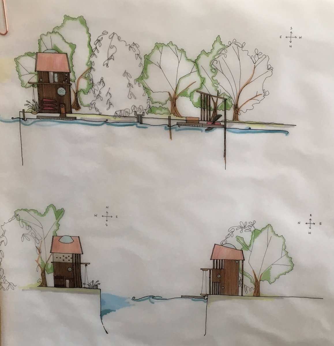 Studioberman's tweet photo. Final reviews yesterday with Year 1 at Reading School of Architecture @UniRdg_Arc teaching alongside @somoco_ - congratulations to all the students for hard work, producing some thoughtful, site-responsive design ideas #drawing #modelling #thinkingdesign #studyingarchitecture https://t.co/Q8jpwbS8HO