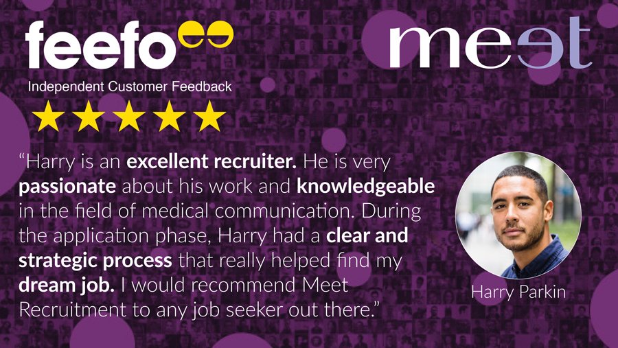 meets_tweets's tweet photo. We’re so proud of the hard work our consultants put in to find their candidates the dream job! @meet_harry8 definitely left a lasting impression! Take a look at our @Feefo_Official for more reviews: https://t.co/qID1IurPny #FeefoFridays #feedback #independentreviews https://t.co/KP8igfYd5c