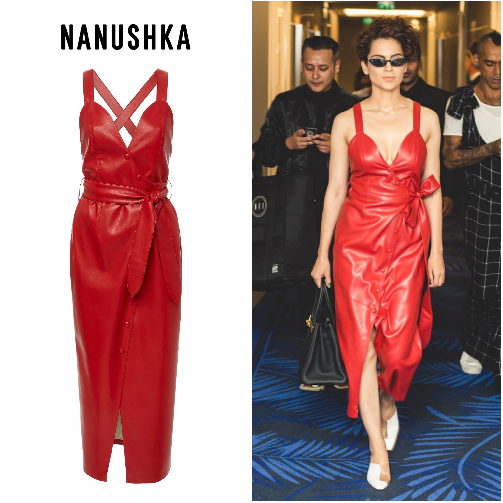 Preetham S on X Spotted KanganaRanaut In Nanushka Nahar Vegan Leather Midi Dress 650 for the Grey Goose Party during the 71st Annual CannesFilmFestival. Styled By Lorna McGee Hair Makeup