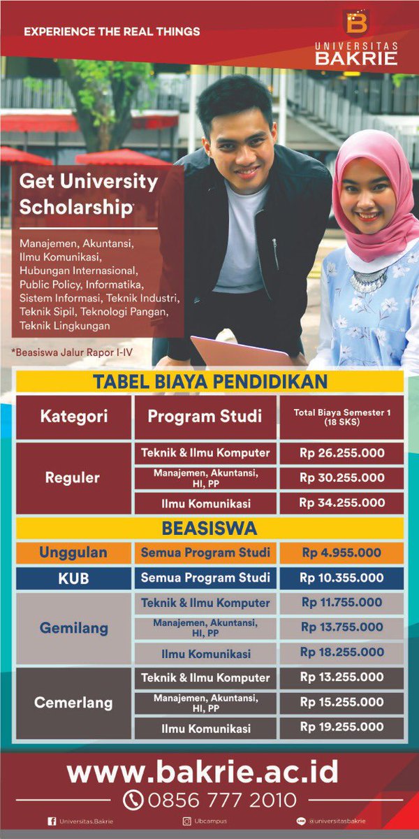 Ini lo info biaya dan beasiswa bagi yang ingin kuliah di <a href="/UBcampus/">Universitas Bakrie</a> 

Semoga bermanfaat.

#universitasbakrie #beasiswa #infobeasiswa #scholarship #kampus #beasiswakuliah