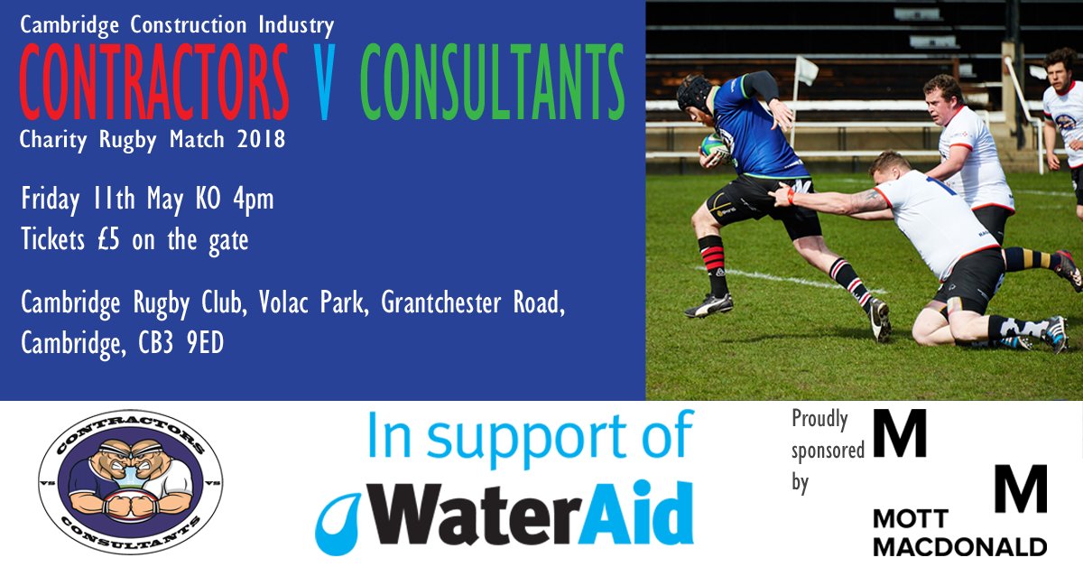cvcrugby's tweet photo. Today's the day! Get down to @camrufc at 4pm and watch the biggest* rivalry in rugby! Raising money for @WaterAidUK you can also donate here: https://t.co/GopIGIhxgx (*not offically the biggest) https://t.co/9EvSQbDFNf