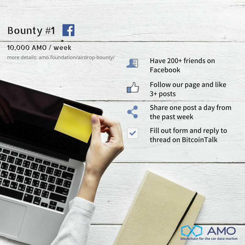 Want to participate in our Facebook bounty program? 
Below is all the info you need 👍

AMO Facebook: facebook.com/amoblockchain/
Bitcointalk thread: bitcointalk.org/index.php?topi…  

#bounty #bountyprogram #bountycampaign #blockchain #coin #airdrop #AMOBlockchain