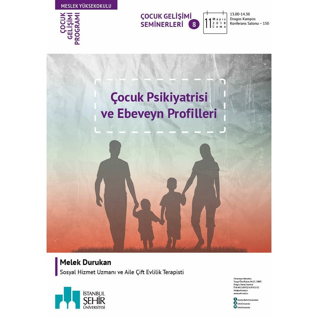 sehirunicocuk's tweet photo. Seminerlerimiz devam ediyoor🎉
Saat 13.00'da Konferans Salonu-150'de Terapist Melek Durukan ile Çocuk Psikiyatrisi ve Ebeveyn Profillerini konuşacağız🎈 #cocukgelisimi #okulöncesi https://t.co/Bv4Tlg23pe