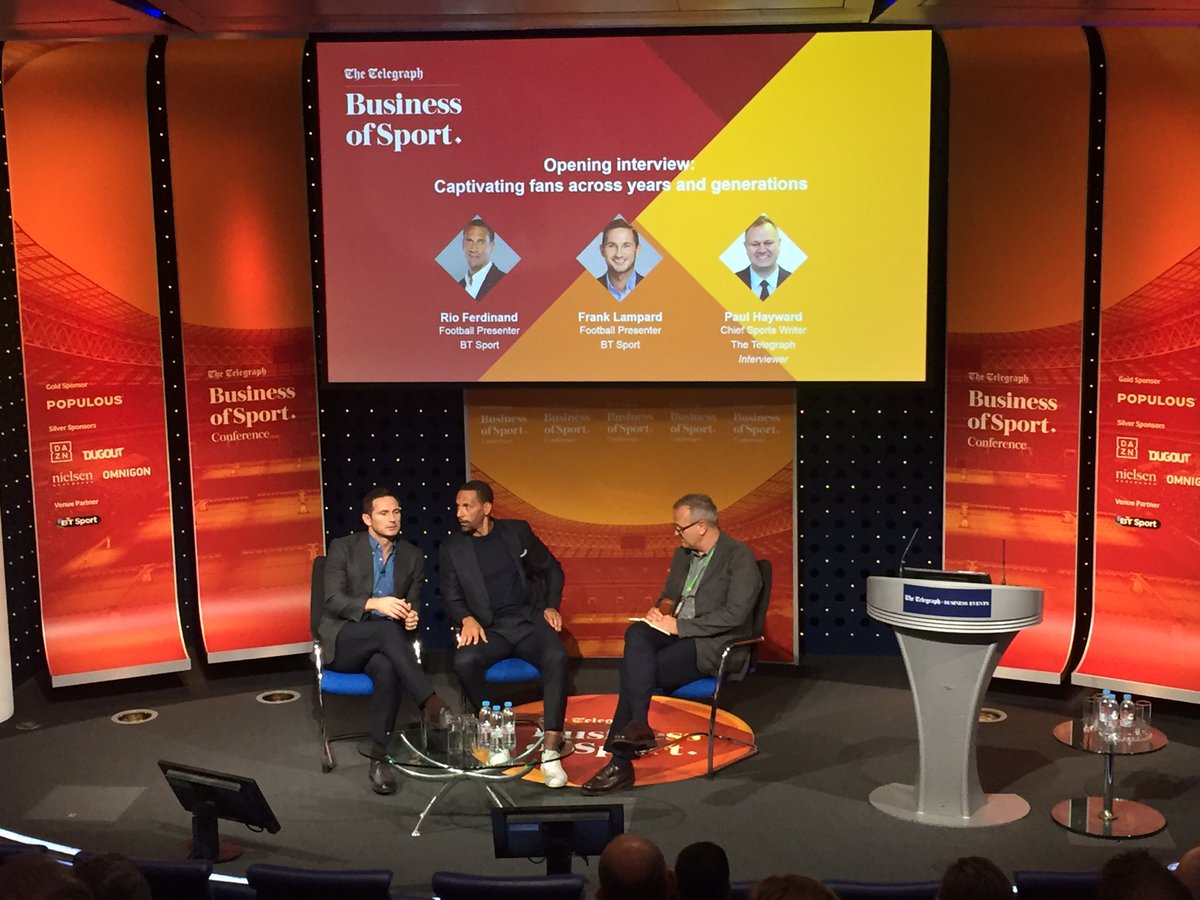 EmilyMartyrTech's tweet photo. The phenomenal Rio Ferdinand and Frank Lampard at @TelB2BEvents for #TelegraphBOS with our superstar host @jimw1 Jim White https://t.co/ZI14h1vWsH