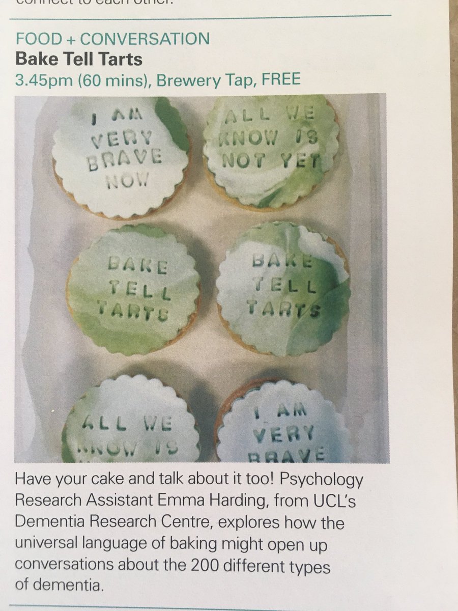 Come and see us <a href="/Quarterhouse_UK/">Folkestone Quarterhouse</a> <a href="/BrainFestUK/">Brain Festival</a> for cake, questions and convos about #Dementia - 3.45pm Brewery Tap #Normal18 <a href="/createdhub/">Created Out of Mind</a>