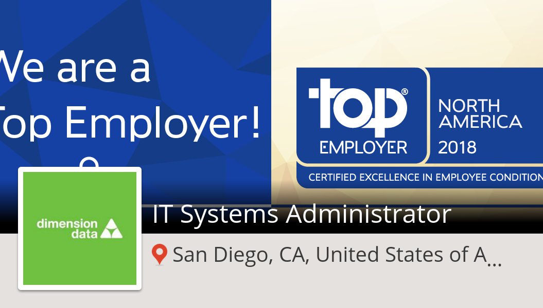 eaburacchio's tweet photo. IT #Systems #Administrator (#job) wanted in #SanDiegoCAUnitedStatesofAmerica. #DimensionData https://t.co/Fr7R5IXRy6 https://t.co/9jOnCQSLVi
