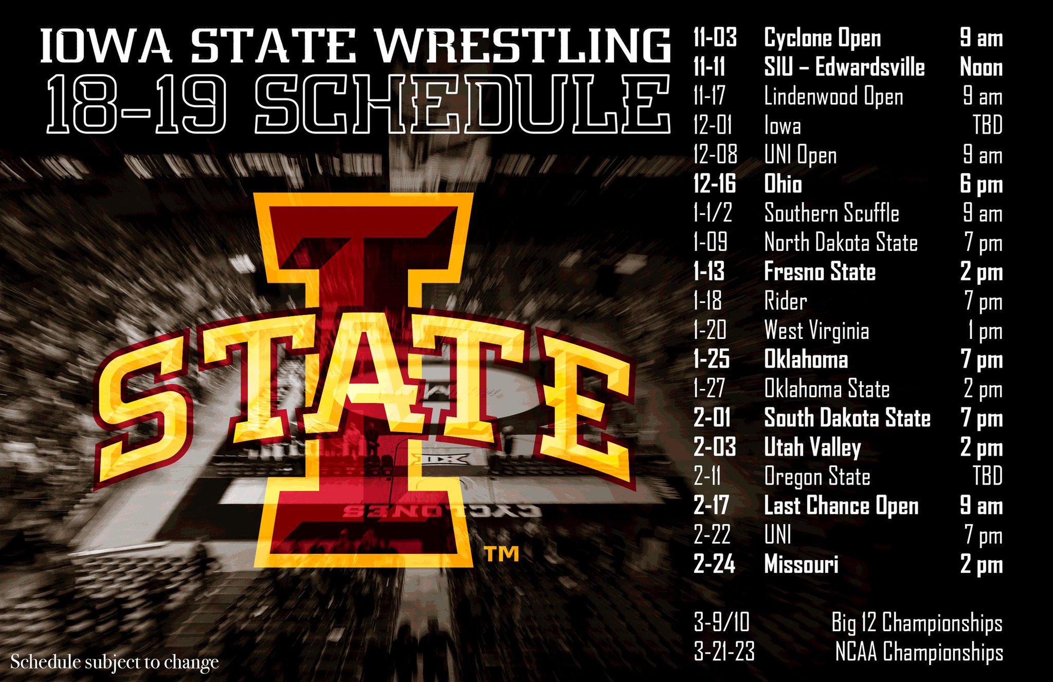 Iowa Wrestling Schedule Examples and Forms