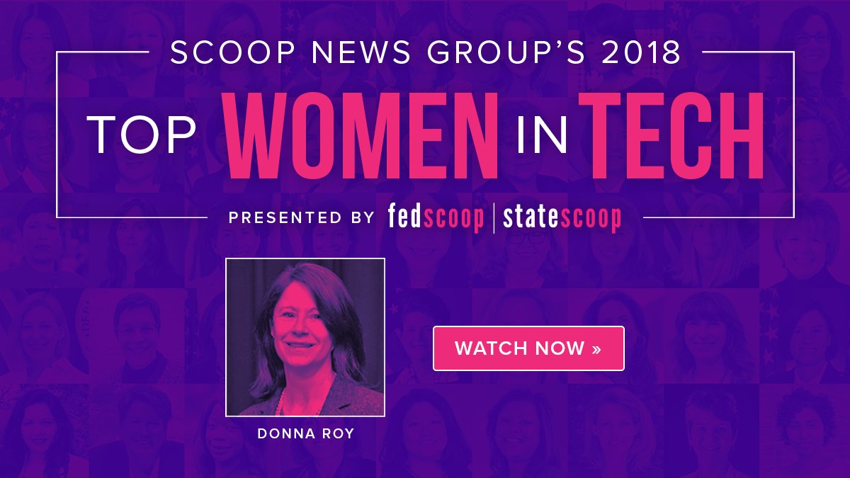 fedscoop's tweet photo. What is @DHSgov's @AboutTheData's favorite part of the last year? Watching her team advance programs, #innovate &amp; have fun!  Hear Donna discuss this &amp; more as one of @FedScoop's #2018TechWomen: https://t.co/4nx9BPVh9N https://t.co/okASt6v5lu