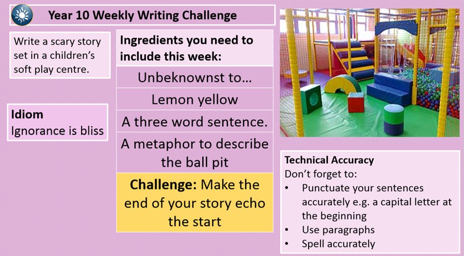 TLPMrsL's tweet photo. My Weekly Writing Challenge post has been updated with four new challenges. There's now 32 to use/adapt (link to the Google Drive folder in the post). Thanks, as ever, to @Xris32 for the inspiration! 
https://t.co/wvs8YAvRDw
@Team_English1 #teamenglish https://t.co/T7wLYRlRaW