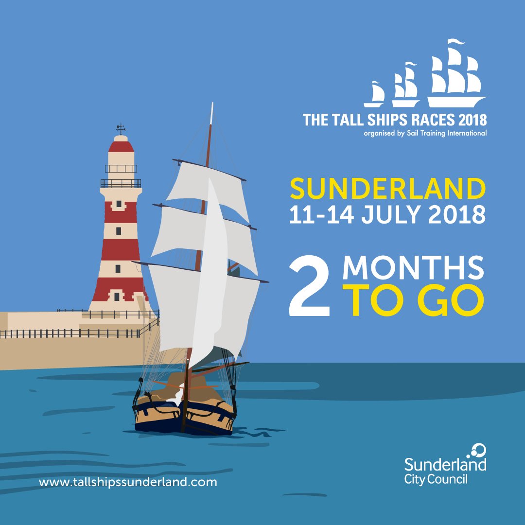 TallShipsSund's tweet photo. Just #2monthstogo until The Tall Ships Races comes to Sunderland, we can't wait! #Wearonboard #TSR2018 https://t.co/coWmOXviYc