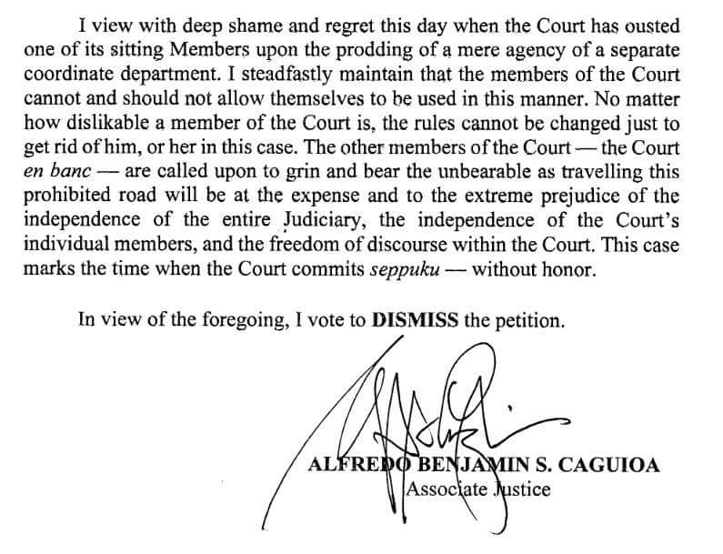 dilimanfiles's tweet photo. The following are the dissenting opinions from the six honorable justices of the Supreme Court. #SerenoOuster https://t.co/6KczOaBB8p