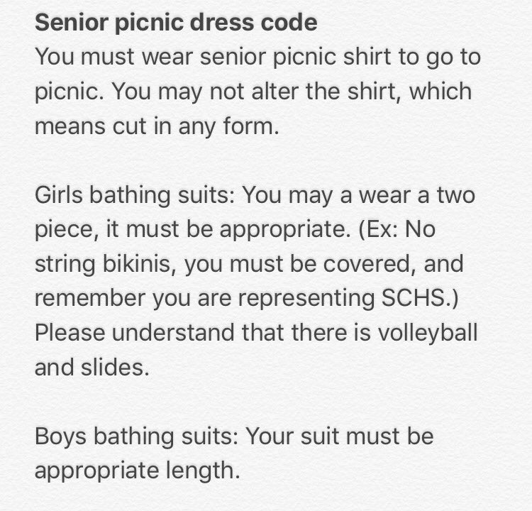 Senior picnic dress code!